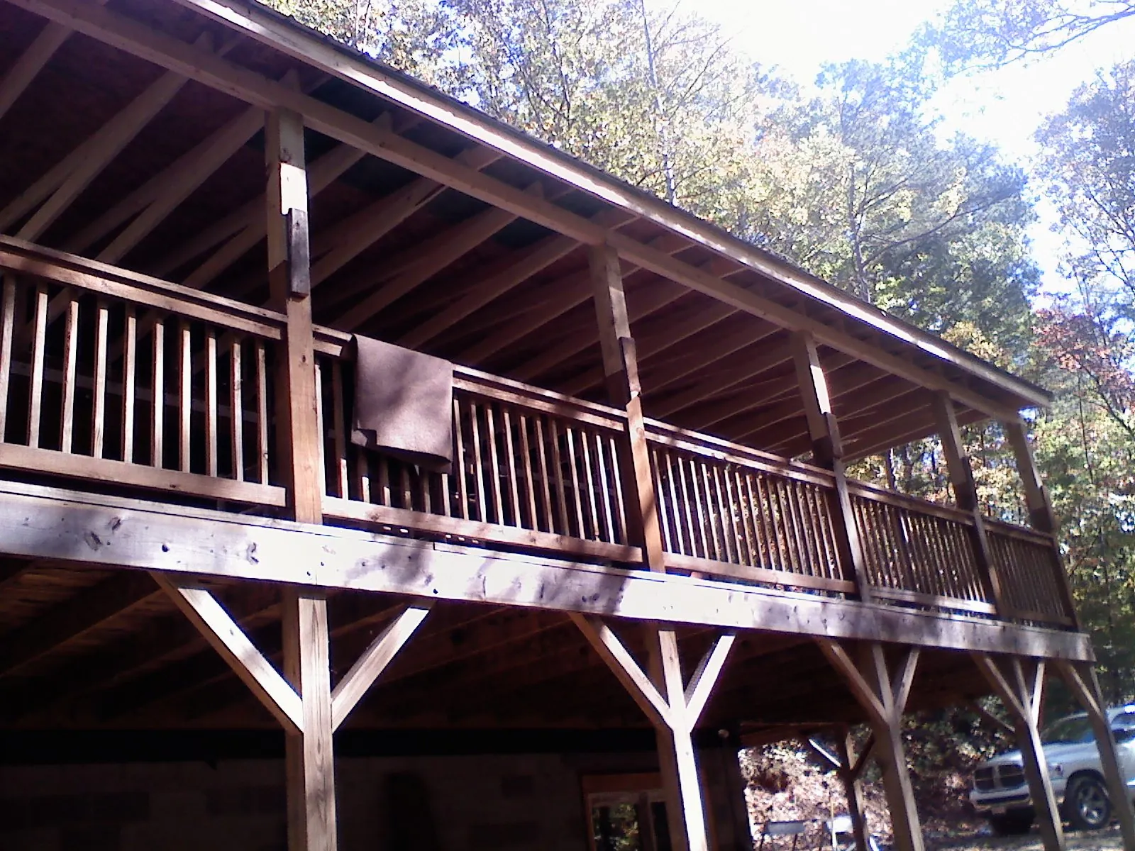 Timber framing under a new elevated porch and deck — Roof Leak Repair in Elysburg by Roofing Brothers